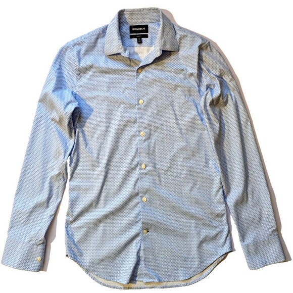 Bonobos Medium Tailored Fit Long Button Up Long Sleeve Shirt Blue White Graphic - Picture 5 of 11
